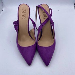 NUYG purple pointy toe stilettos slingback heels pumps shoes